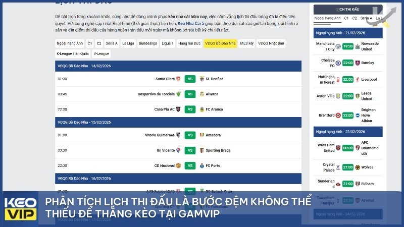 Phân tích lịch thi đấu là bước đệm không thể thiếu để thắng kèo tại Gamvip.